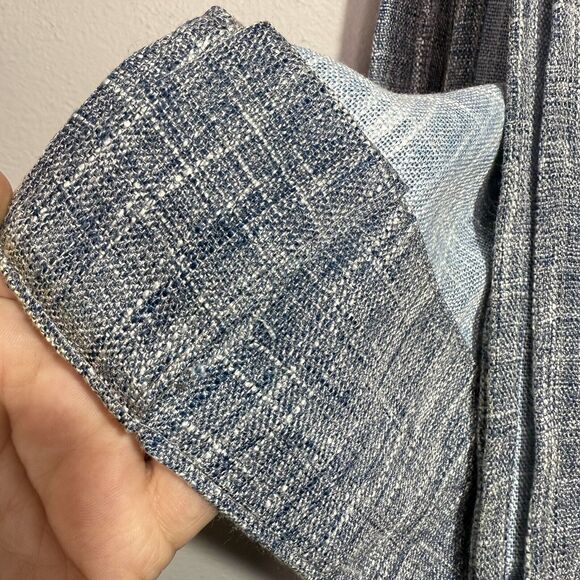 At Home Blue Textured Linen Look Curtain Panels 84”x37” Tab Top Set of 2 - Picture 4 of 12